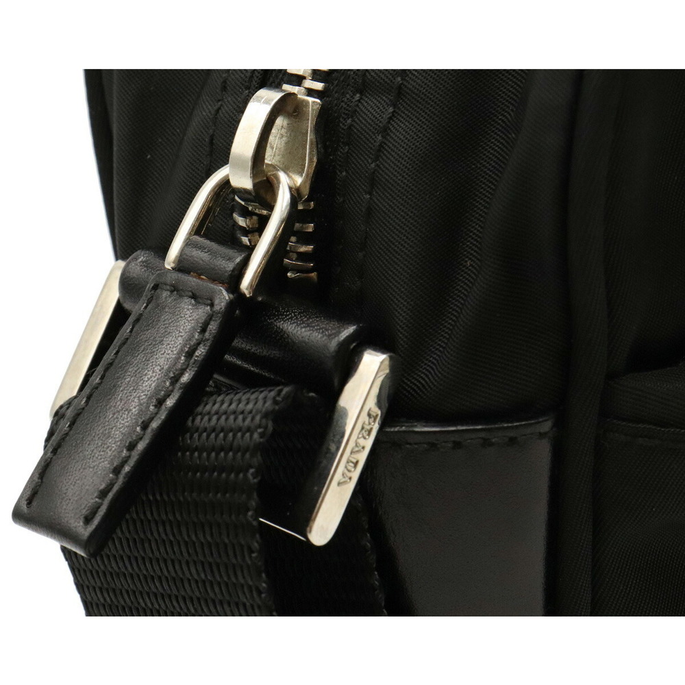 Prada Shoulder Bag Diagonal Nylon Leather Black Hardware - Picture 8 of 9
